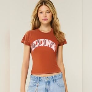 Abercrombie & Fitch Womens Orange Fitted Tee Shirt